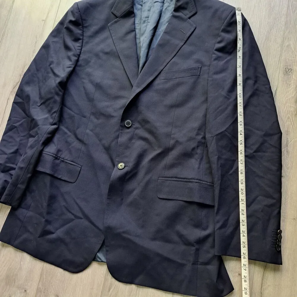 Ermenegildo Zegna Men's Blazer Sport‎ Coat Natural Comfort 44L Wool Navy Blue